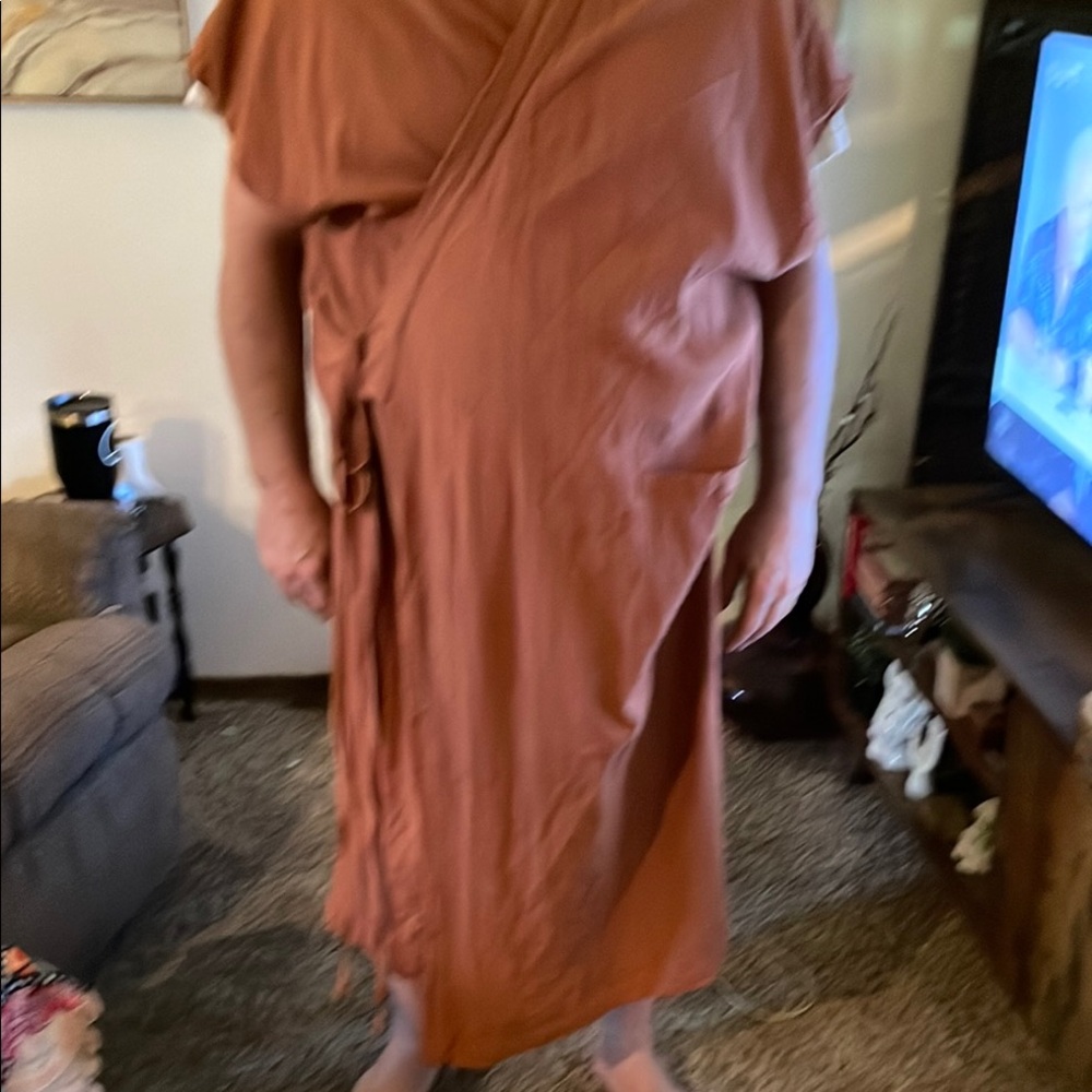 ODD BIRD. Rust Orange, Short-sleeved, Robe/ Kaftan.